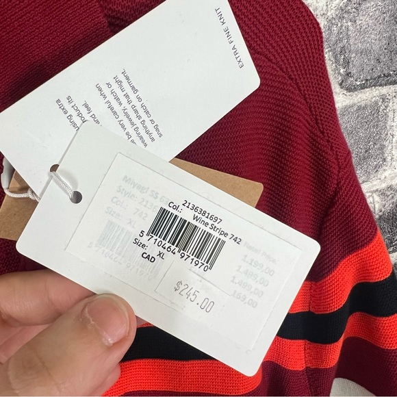 NN07 Miyagi Cotton Shirt - Wine Stripe - Size XL - Picture 7 of 11